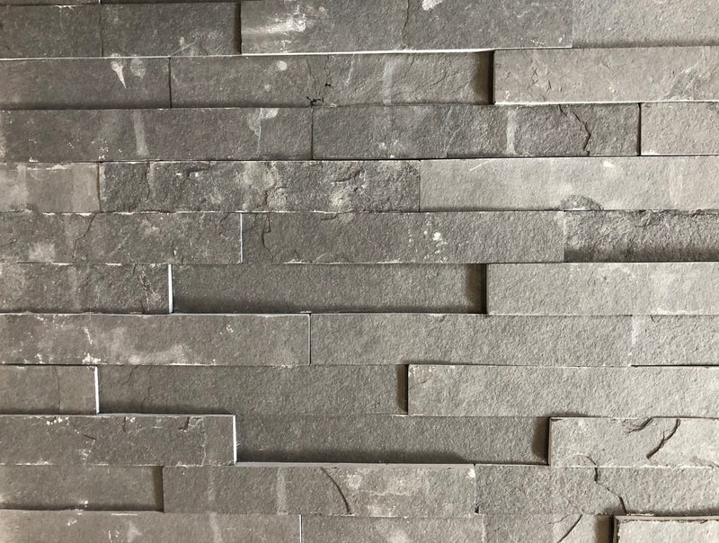 Close-up of Natural Green Quartz Split Face 6 x 24 Flat Panel Stone Veneer, in Natural tones.