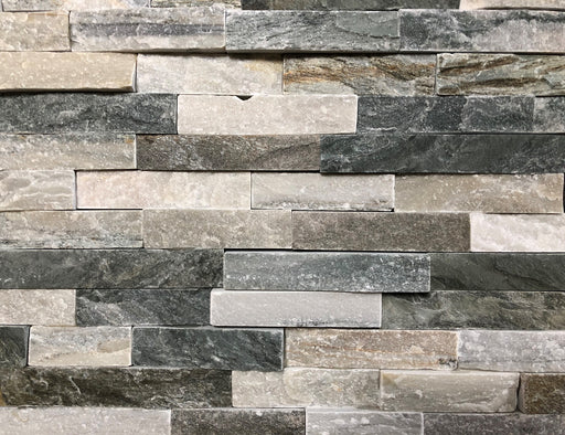 Close-up of Natural Stone Royal Blue Split Face 6 x 24 Flat Panel Stone Veneer, in Natural tones.