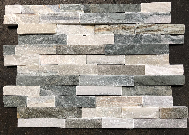 Close-up of Natural Stone Royal Blue Split Face 6 x 24 Flat Panel Stone Veneer, in Natural tones.