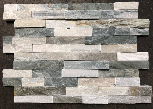 Close-up of Natural Stone Royal Blue Split Face 6 x 24 Flat Panel Stone Veneer, in Natural tones.