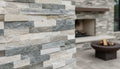 Close-up of Natural Stone Royal Blue Split Face 6 x 24 Flat Panel Stone Veneer, in Natural tones.