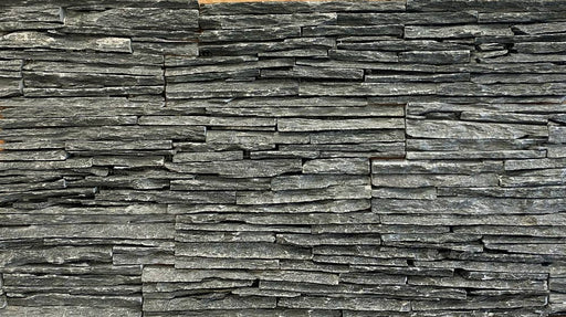 Close-up of Natural Stone Cloudy Grey Split Face 6 x 24 Flat Panel Stone Veneer, in Natural tones.