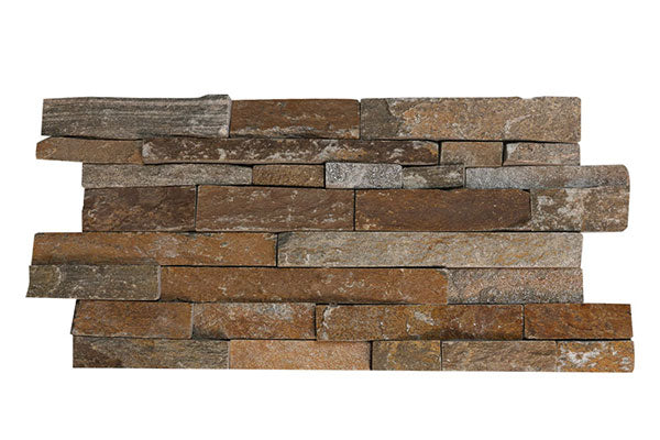 Close-up of Natural Stone Grand Canyon Peak Split Face 6 x 24 Flat Panel Stone Veneer, in Natural tones.
