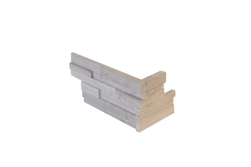 Close-up of Haisa 3D Honed Stone Honed 6 x 18 x 6 (2 Pc) Dog Ear Corner Stone Veneer, in Haisa 3D Honed tones.