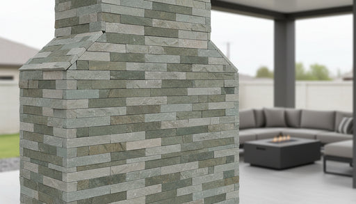 Close-up of Royal Blue Stone Split Face 6 x 18 x 6 (2 Pc) Dog Ear Corner Stone Veneer, in Royal Blue tones.