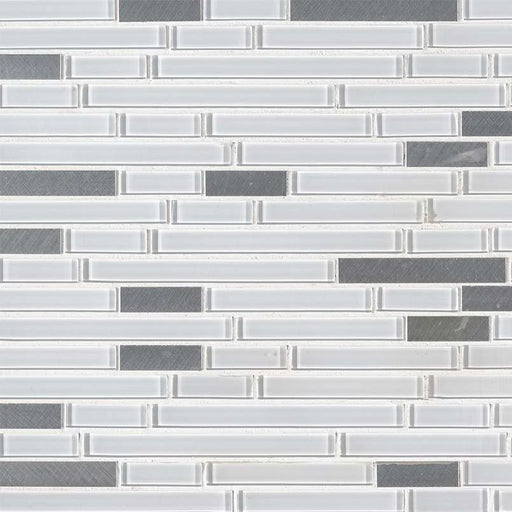 Lucid Sky Interlocking Pattern 0.16 Inch Glass Metal Blend Mosaic Tile