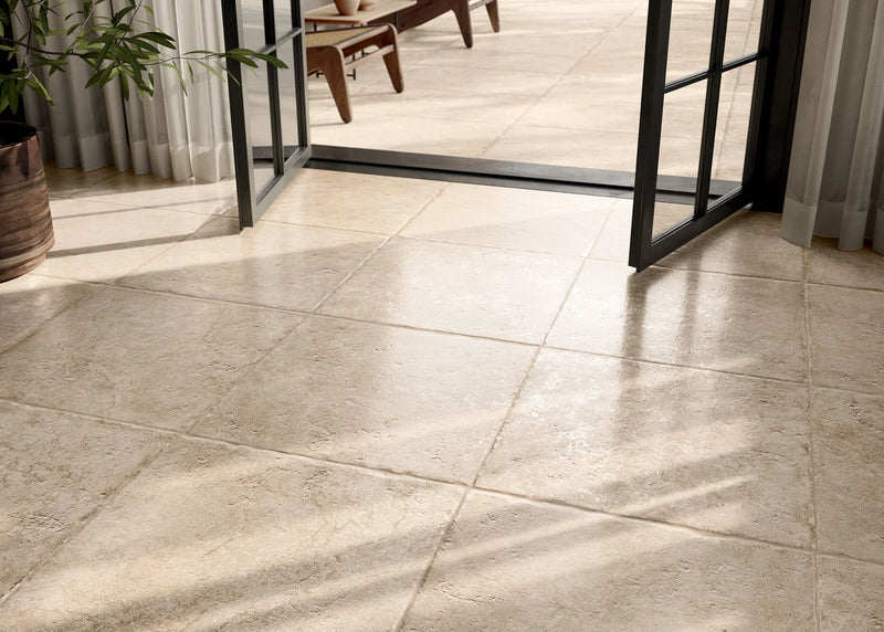 Lumiere Series Sabbia Modular Pattern Grip/R11 Travertine Look Porcelain Tile