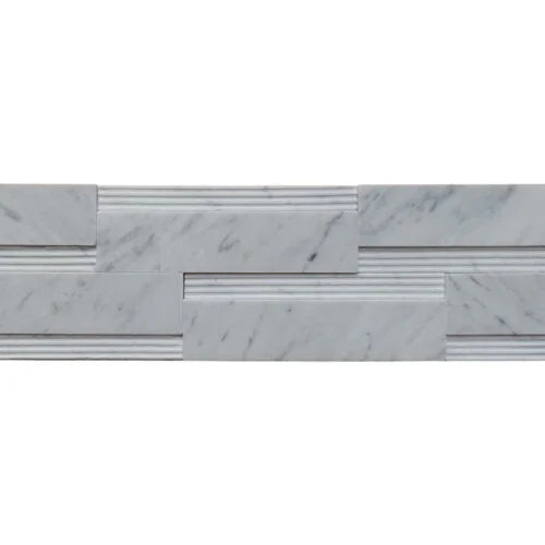 Lusso Carrara Deco Strips Stacked Various Finish Marble Mosaic Tile