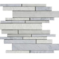 Lusso Carrara Deco Strips Stacked Various Finish Marble Mosaic Tile