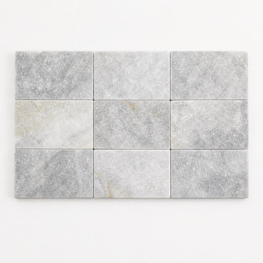 Lusso Carrara 10x5.75x06 Split-Face Marble Corner 6x12 close-up