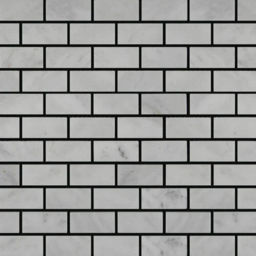 Lusso Carrara Deco Strips Stacked Various Finish Marble Mosaic Tile