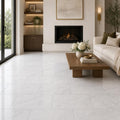 Lusso Carrara 12x24 Polished Marble Tile — Living Room floor