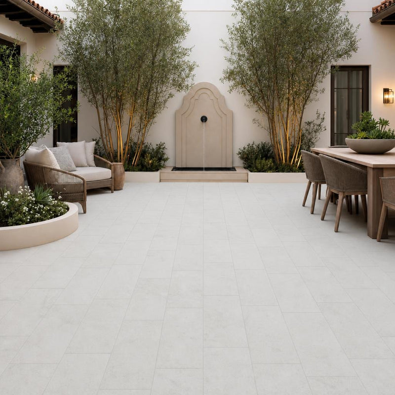 Lusso Carrara 12x24 Sandblasted Marble Paver — Courtyard paving