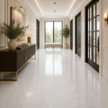 Lusso Carrara 18x18 Polished Marble Tile — Hallway floor