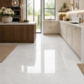 Lusso Carrara 18x18 Polished Marble Tile — Kitchen floor