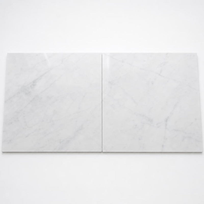 Lusso Carrara 24x24 Polished Marble Tile close-up