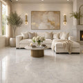 Lusso Carrara 24x24 Polished Marble Tile — Living Room floor