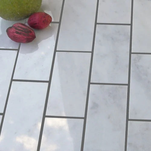 Lusso Carrara 2x4 Polished Marble Mosaic Tile