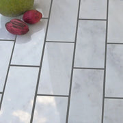 Lusso Carrara 2x4 Polished Beveled Marble Mosaic Tile