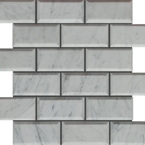 Lusso Carrara 2x4 Polished Marble Mosaic Tile
