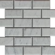 Lusso Carrara 2x4 Polished Beveled Marble Mosaic Tile