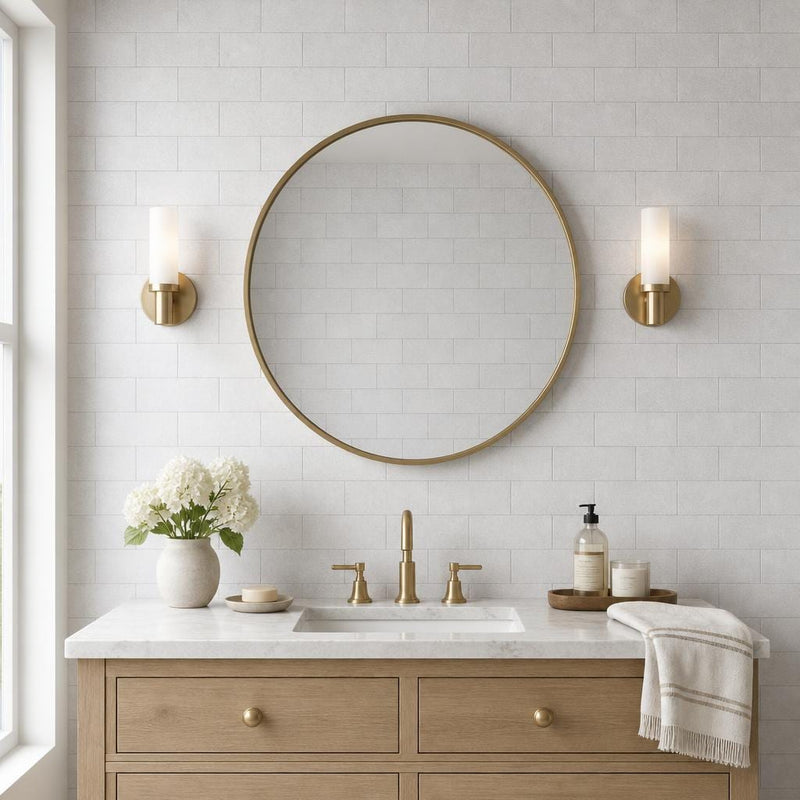 Lusso Carrara 3x6 Tumbled Marble Tile — Bathroom wall