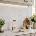 Lusso Carrara 3x6 Tumbled Marble Tile — Kitchen backsplash