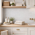 Lusso Carrara 3x6 Tumbled Marble Tile — Laundry Room backsplash