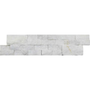 Lusso Carrara 7x19.75 Split-Face Marble Ledger Stone