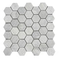 Lusso Carrara Deco Strips Stacked Various Finish Marble Mosaic Tile