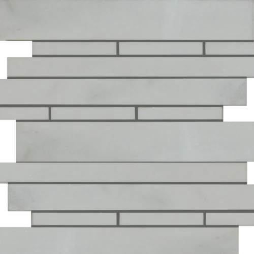 Lusso Carrara Deco Strips Stacked Various Finish Marble Mosaic Tile