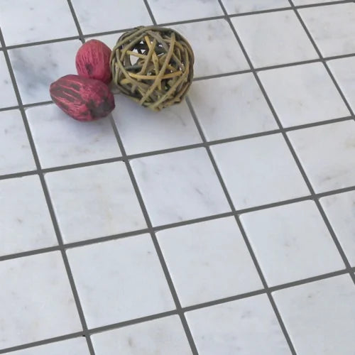 Lusso Carrara Deco Strips Stacked Various Finish Marble Mosaic Tile