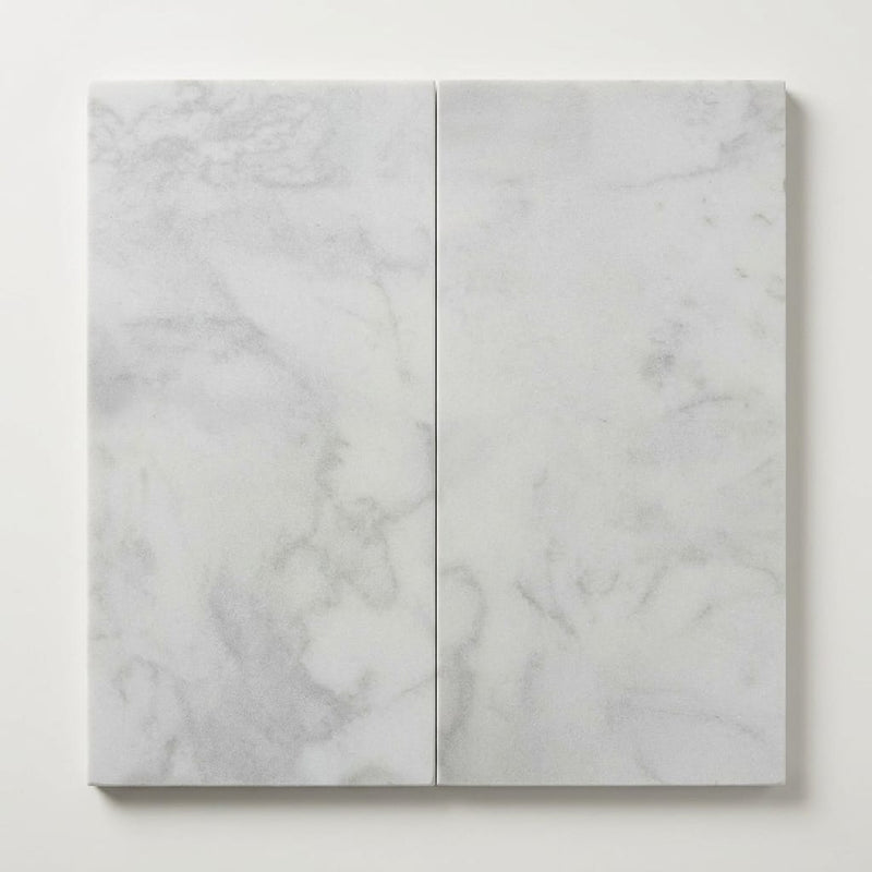 Lusso Carrara Marble Paver 12x24 Sandblasted 2 inch close-up