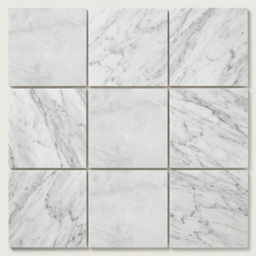 Lusso Carrara Marble Tile 12x12 Polished close-up
