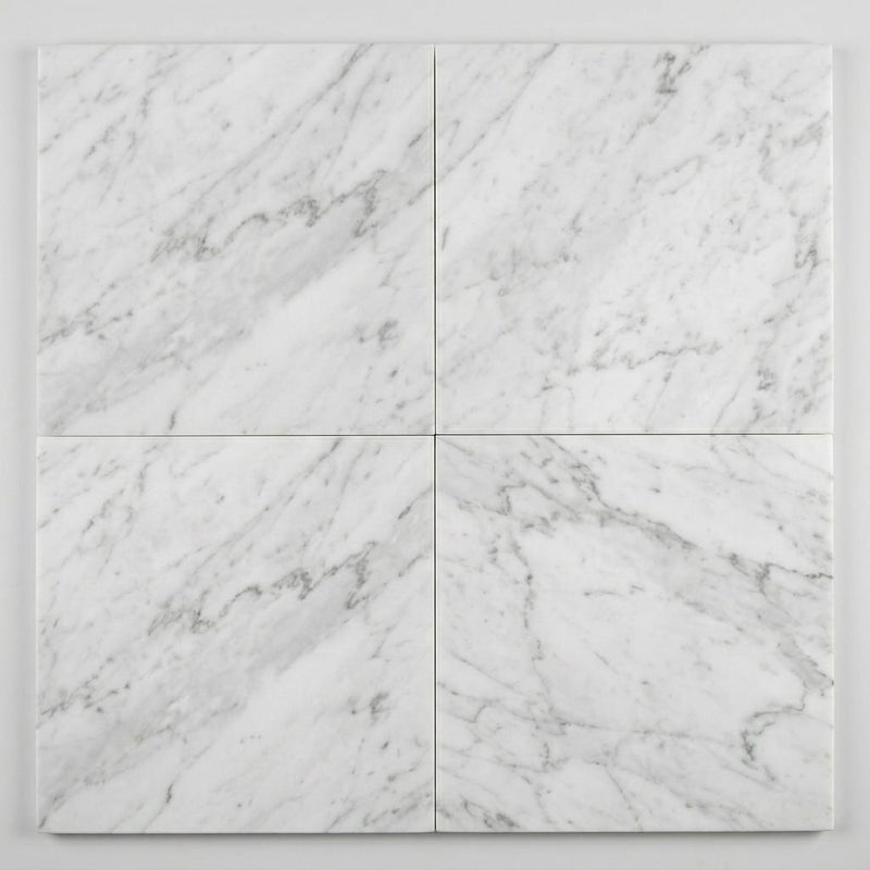 Lusso Carrara Marble Tile 18x18 Polished close-up
