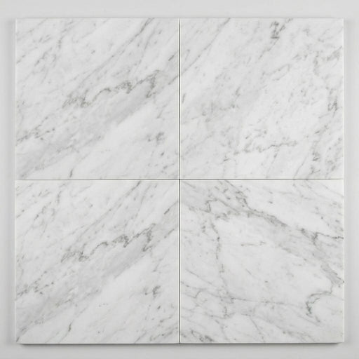 Lusso Carrara Marble Tile 18x18 Polished close-up