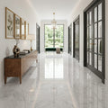 Lusso Carrara Marble Tile 18x18 Polished — Hallway floor