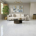 Lusso Carrara Marble Tile 24x24 Polished — Living Room floor