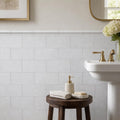 Lusso Carrara Marble Tile 6x12 Polished — Bathroom wainscot cap
