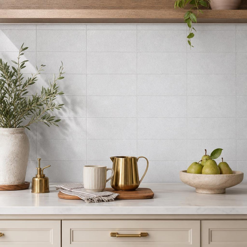 Lusso Carrara Marble Tile 6x12 Polished — Kitchen backsplash edge