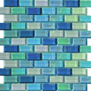 Lux AquaBlueBazaar 1x2 Blue Glass Mosaic Tile