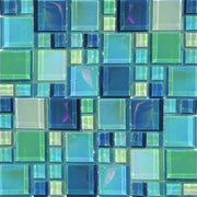 Lux AquaBlueBazaar 1x2 Blue Glass Mosaic Tile