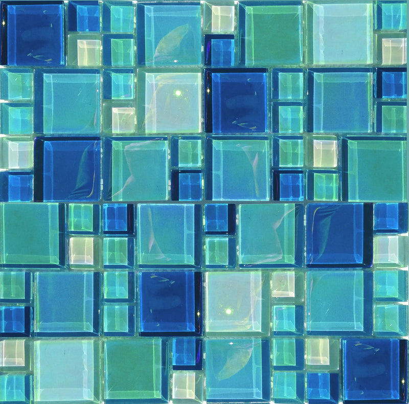 Lux AquaBlueShimmer 1x2 Glass Mosaic Tile