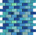 Lux AquaBlueShimmer 1x2 Glass Mosaic Tile