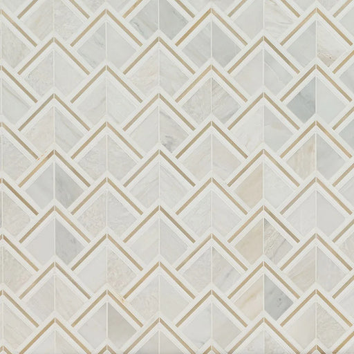 Luxor Kona Gold Pattern 0.31 Inch Glass Stone Blend Metal Mosaic Tile
