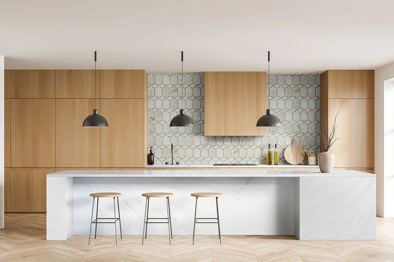 Luxor Royal Link Gold Pattern 0.31 Inch Glass Stone Blend Metal Mosaic Tile