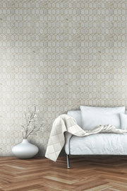 Luxor Royal Link Gold Pattern 0.31 Inch Glass Stone Blend Metal Mosaic Tile