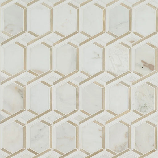 Luxor Royal Link Gold Pattern 0.31 Inch Glass Stone Blend Metal Mosaic Tile