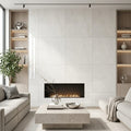 Luxury Swing Blanco Polished 48x48 Porcelain Tile — Living Room feature wall