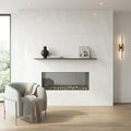 Luxury Swing Blanco Polished 48x48 Porcelain Tile — Living Room fireplace surround